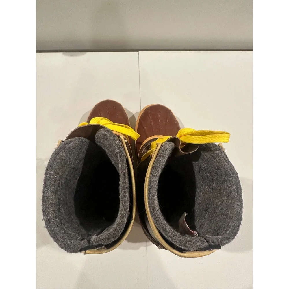 Sorel Women's Brown‎ Leather vintage Duck Boots Yellow Laces Winter Snow Size 10